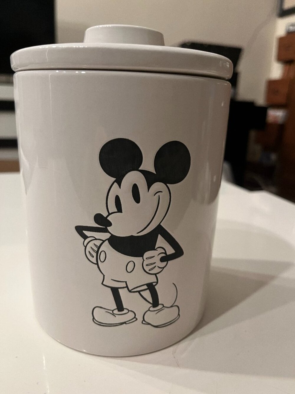 Disney Mickey Mouse White Ceramic Canister Cookie Jar